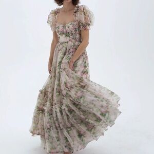 the garden roses silk gauze ritz dress Selkie